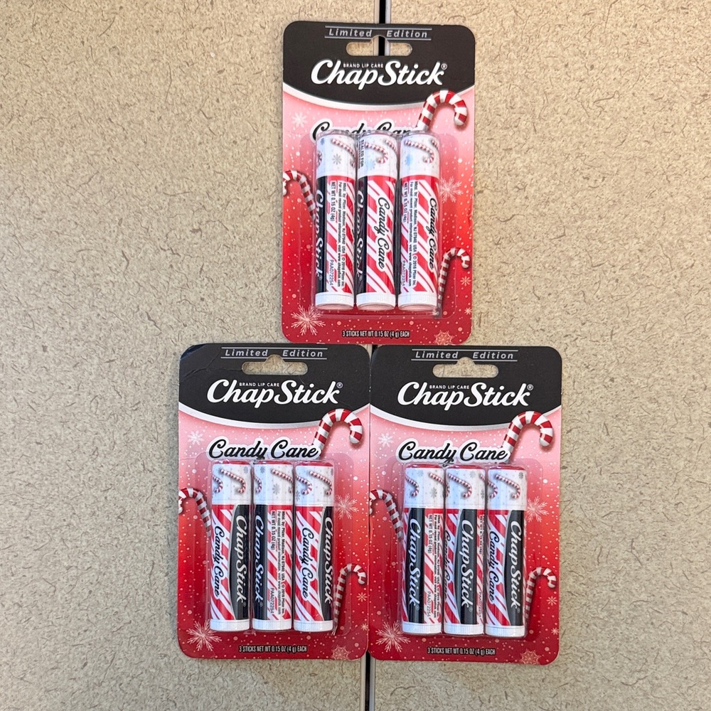 ChapStick Holiday Candy Cane Lip Balm 3 Pack Lot of 3 Sealed Limited Edition